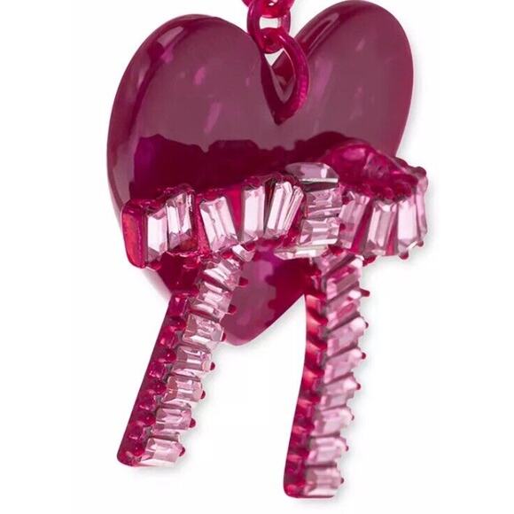 Fuchsia Tone Double Heart Earrings Bow Chic Stylish Trendy Fashion Gift For Her - Picture 5 of 6